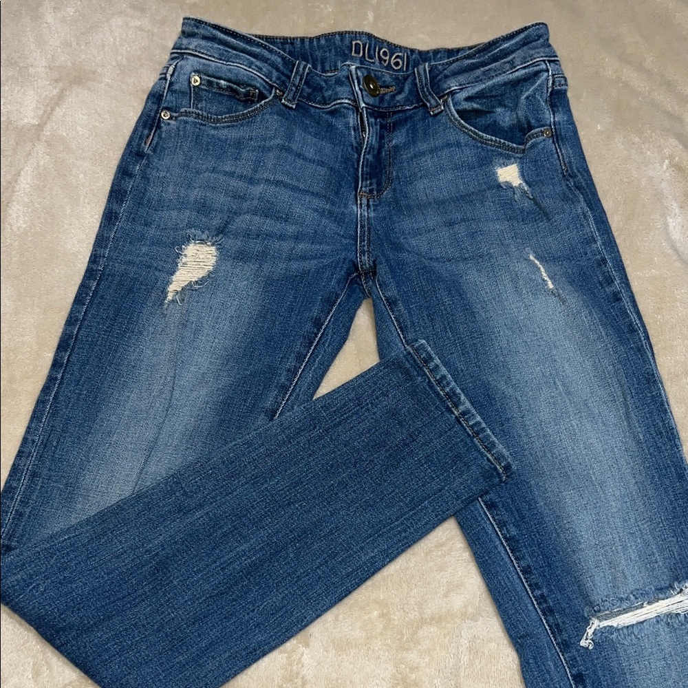 DL1961 Women's Distressed Indigo Skinny Jeans
